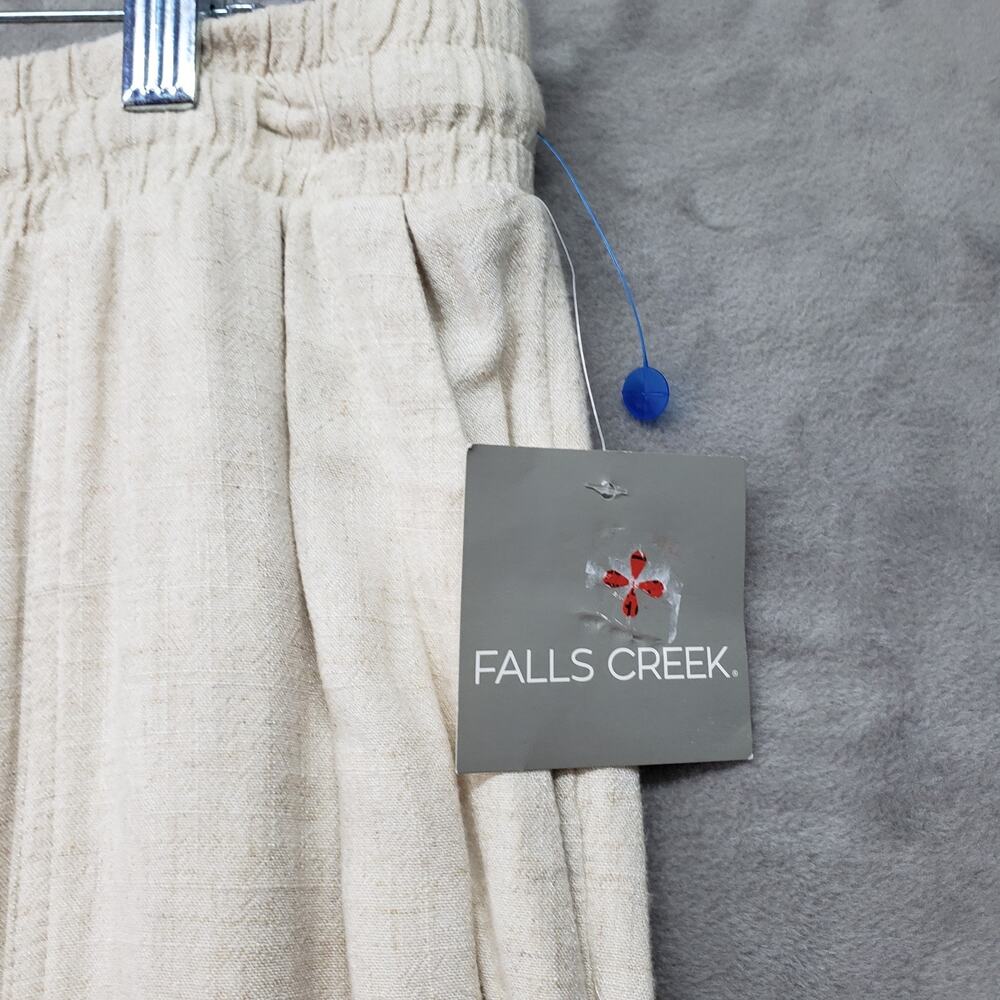 Falls Creek Womens 1X Beige Linen Blend Lounge Pants Wide Leg Drawstring NWT - Picture 11 of 15
